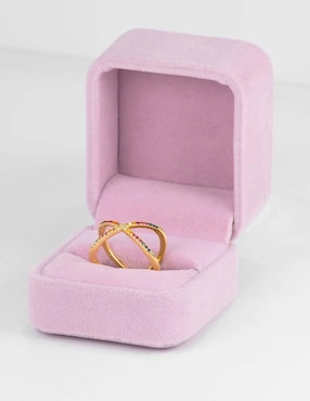 Anillo Yoiko Destello zirconia con acabado baño de oro 14 k