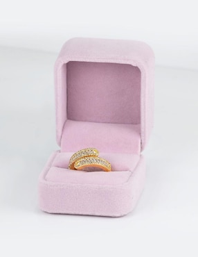 Anillo Yoiko Infinity zirconia con acabado baño de oro 14 k