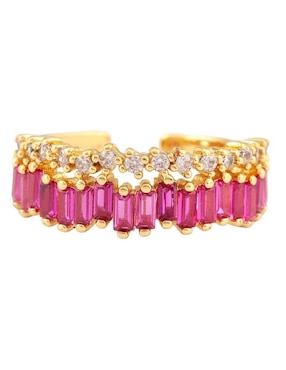 Anillo Yoiko Luz zirconia con acabado baño de oro 14 k