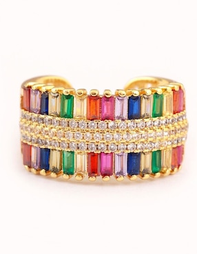 Anillo Yoiko Espectro zirconia con acabado baño de oro 18 k