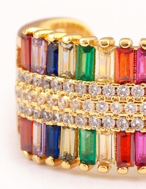 Anillo Yoiko Espectro zirconia con acabado baño de oro 18 k
