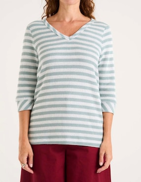 Playera manga 3/4 Morango cuello V para mujer