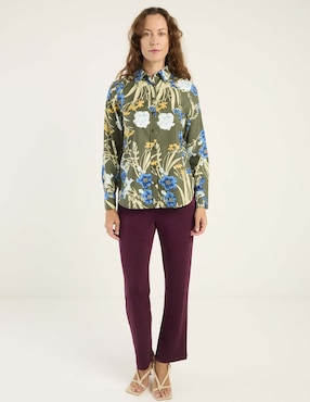 Blusa camisera Chico's manga larga para mujer