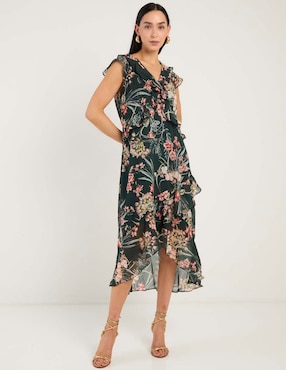 Vestido midi de fiesta Chico's escote V