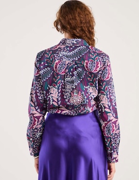 Blusa camisera Talbots manga larga para mujer