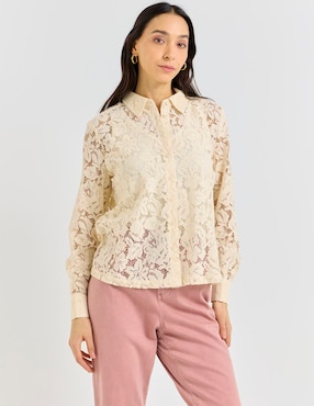Blusa camisera Chico's manga larga para mujer