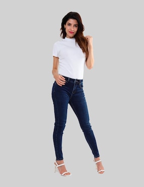Jeans regular skinny American College USA AC25841 5 corte media cintura para mujer