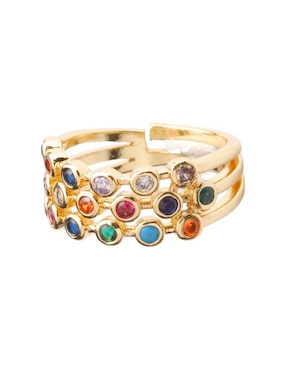 Anillo Yoiko Lumora zirconia con acabado baño de oro 18 k