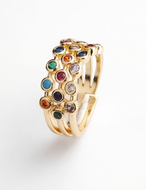 Anillo Yoiko Lumora zirconia con acabado baño de oro 18 k