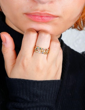 Anillo Yoiko Lumora zirconia con acabado baño de oro 18 k