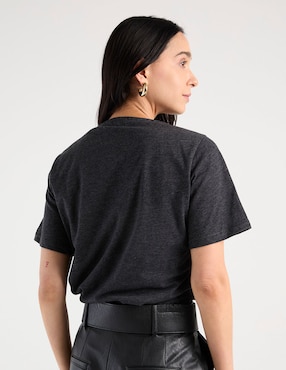 Playera manga al codo Loren's cuello V para mujer