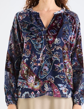 Blusa camisera Talbots manga larga para mujer