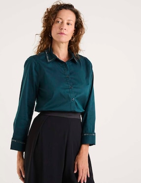 Blusa camisera Chico's manga larga para mujer