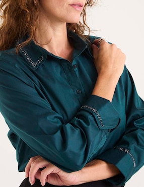 Blusa camisera Chico's manga larga para mujer
