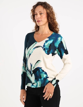 Suéter Chico's cuello V para mujer