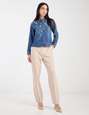 Blusa camisera Chico's manga larga para mujer