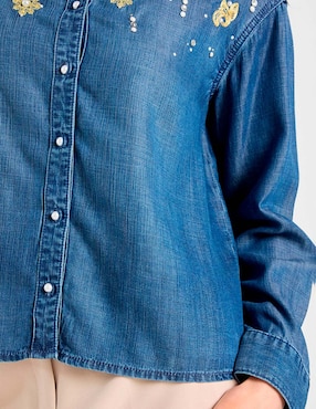 Blusa camisera Chico's manga larga para mujer