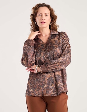 Blusa camisera Damaia Atelier manga larga para mujer