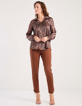 Blusa camisera Damaia Atelier manga larga para mujer