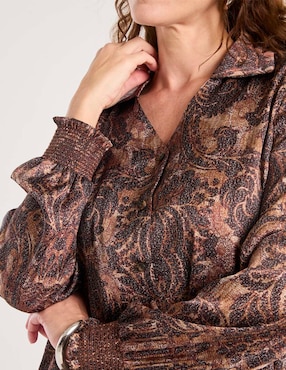 Blusa camisera Damaia Atelier manga larga para mujer