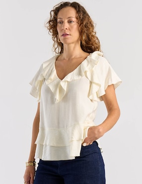 Blusa Lorenza Blau manga corta para mujer