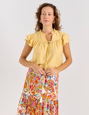 Blusa Lorenza Blau manga corta para mujer