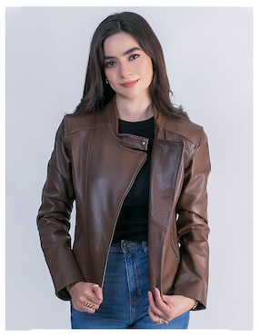 Chamarra Castelli Leather Authentic impermeable de piel para mujer