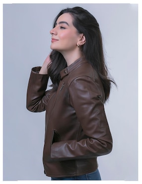 Chamarra Castelli Leather Authentic impermeable de piel para mujer