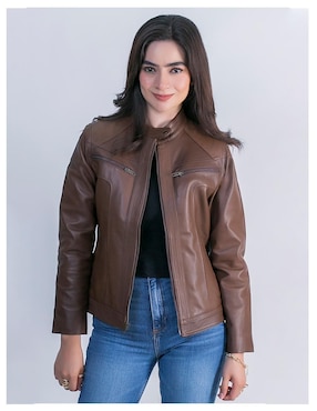 Chamarra casual Castelli Leather Authentic resistente al agua de piel para mujer