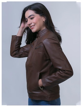 Chamarra casual Castelli Leather Authentic resistente al agua de piel para mujer