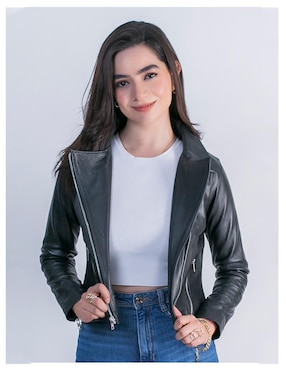 Chamarra casual Castelli Leather Authentic resistente al agua de piel para mujer