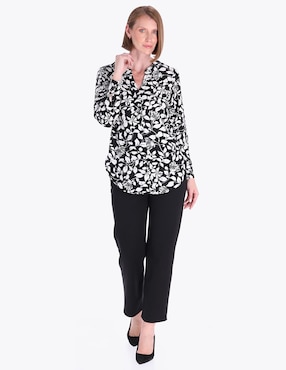 Blusa camisera Charme manga larga para mujer