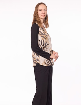 Blusa damaia atelier manga larga para mujer