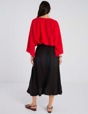 Falda asimétrica midi Lorenza Blau Milonga a la cintura