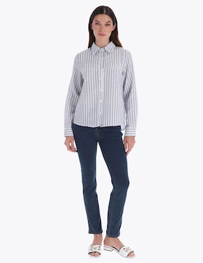 Blusa camisera Charme manga larga para mujer