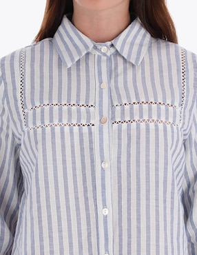 Blusa camisera Charme manga larga para mujer