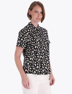 Blusa camisera Charme manga corta para mujer