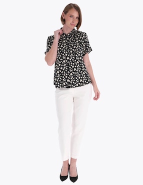 Blusa camisera Charme manga corta para mujer