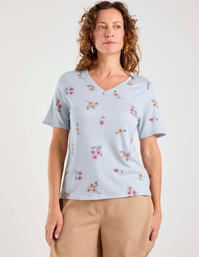 Playera manga corta Damaia Atelier cuello V para mujer