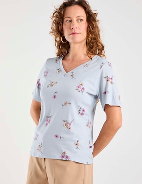Playera manga corta Damaia Atelier cuello V para mujer