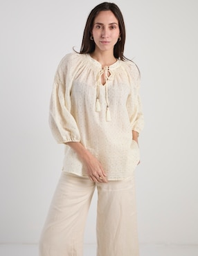 Blusa Lorenza Blau Kizomba manga 3/4 para mujer