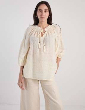 Blusa Lorenza Blau Kizomba manga 3/4 para mujer