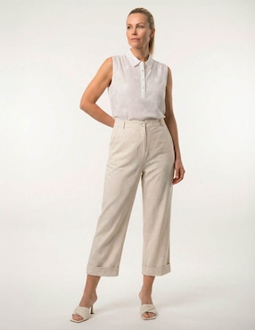Pantalón capri Lorenza Blau amplio para mujer
