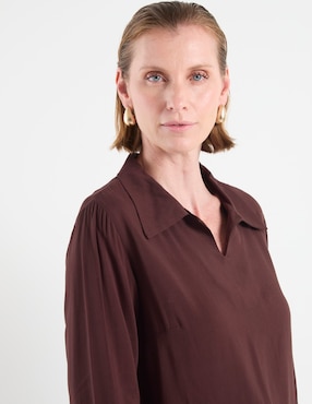 Blusa camisera Loren's manga larga para mujer