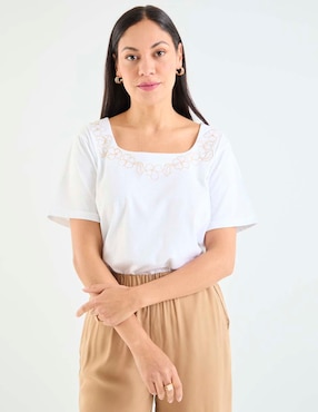 Playera manga corta Loren's cuello cuadrado para mujer