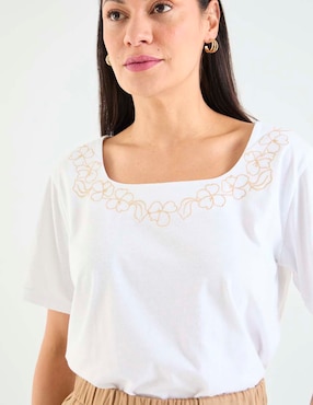 Playera manga corta Loren's cuello cuadrado para mujer