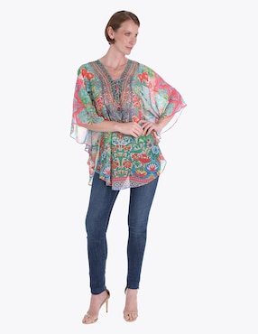 Blusa túnica Charme manga al codo para mujer
