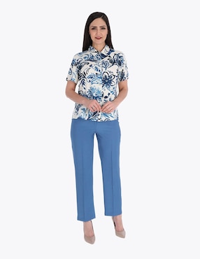 Blusa camisera Charme manga corta para mujer