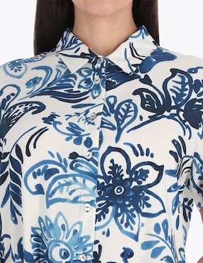 Blusa camisera Charme manga corta para mujer