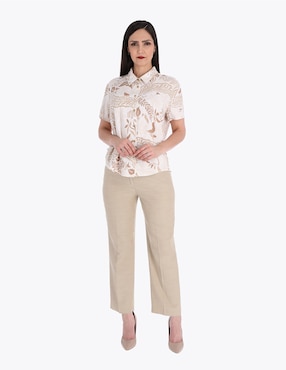 Blusa camisera Charme manga corta para mujer